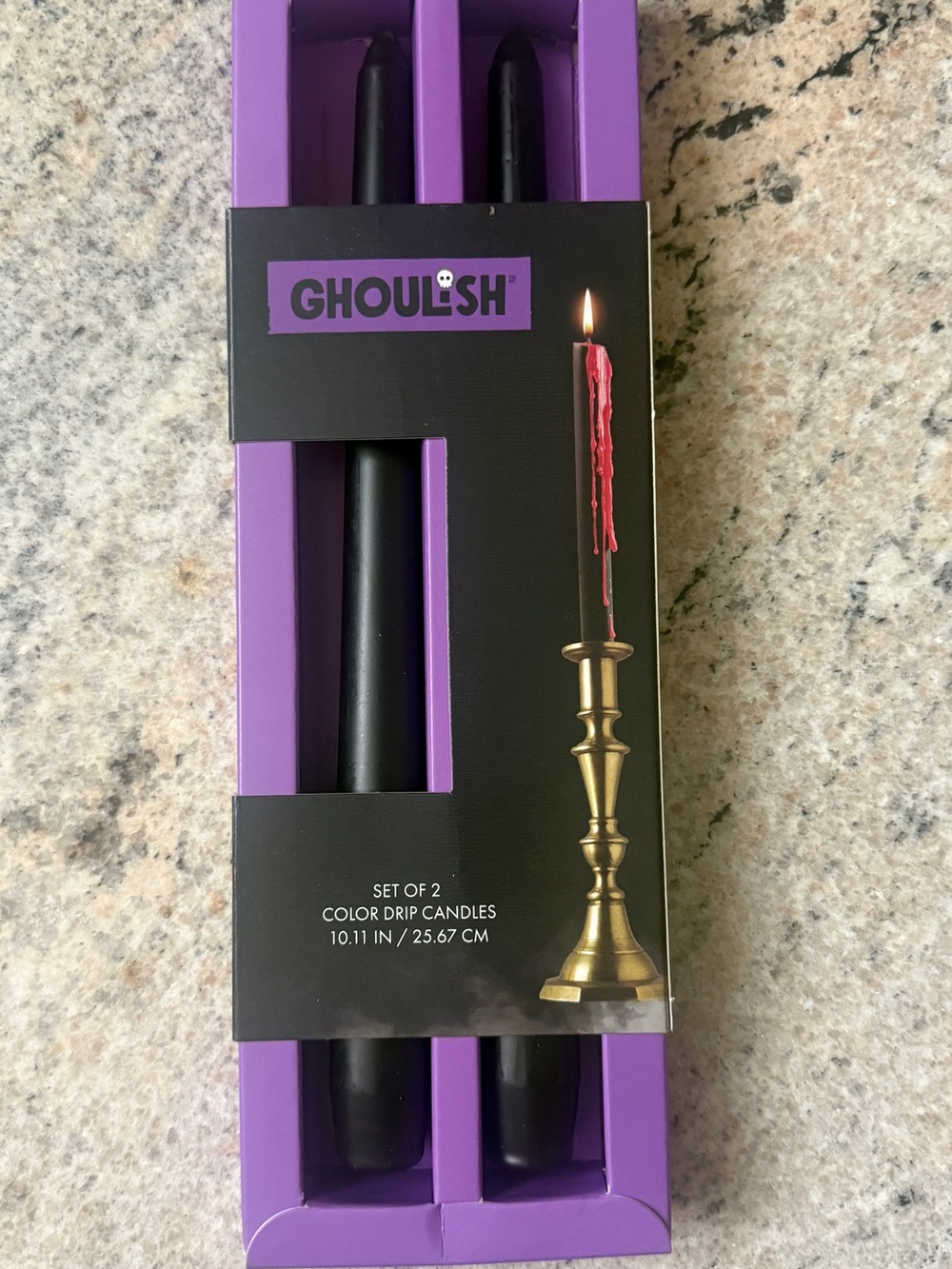 Black with Red Drip Halloween Taper Candles - Set of 2